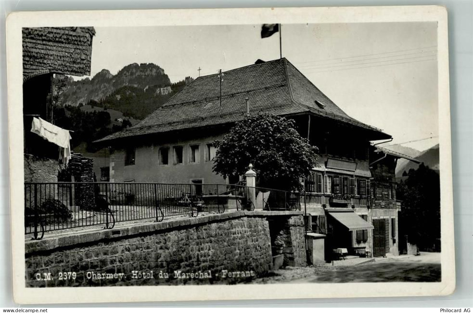 1637 Charmey Gruyère Foto AK Geschäft Hotel du Marachel - 10742541