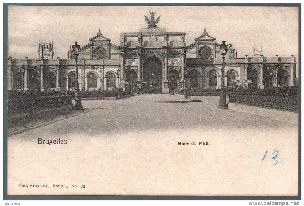 1639 - ohne Porto - alte Ansichtskarte - Bruxelles Brüssel -  La Gare du Midi - Bahnhof Station n. gel. TOP