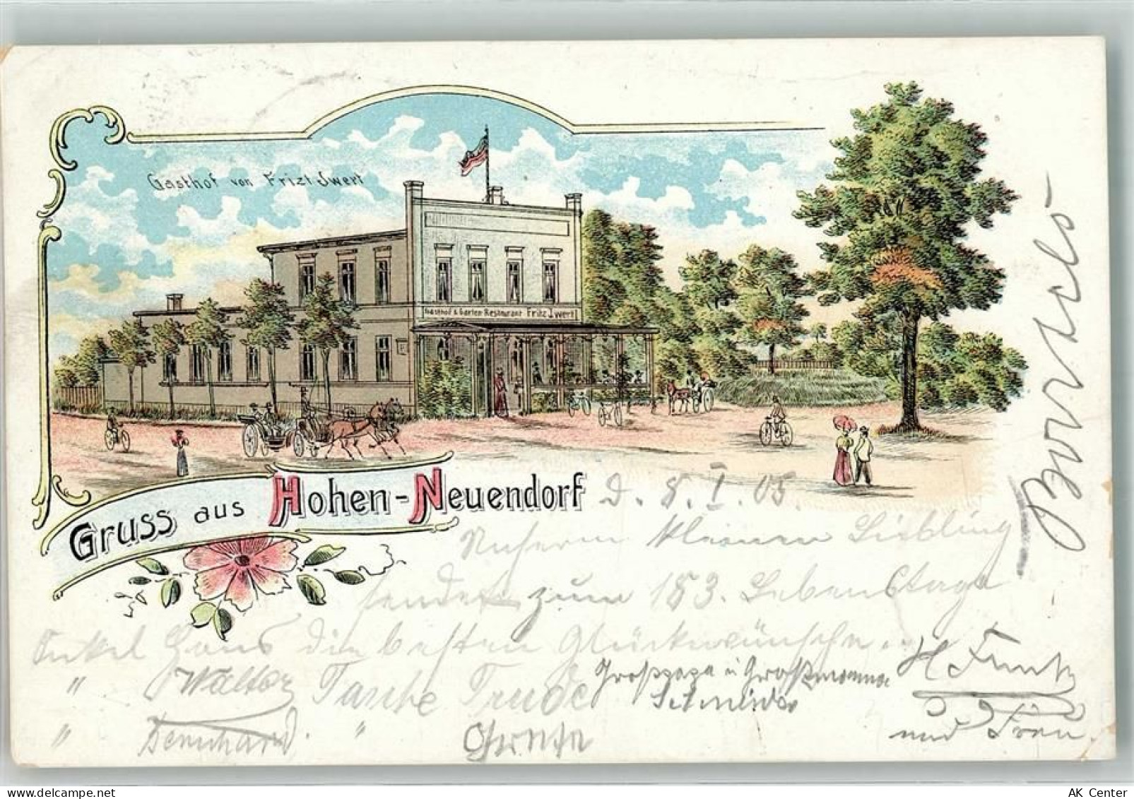 16540 O1406 Hohen Neuendorf 1905 Lithographie Gasthaus Iwert - 13639889