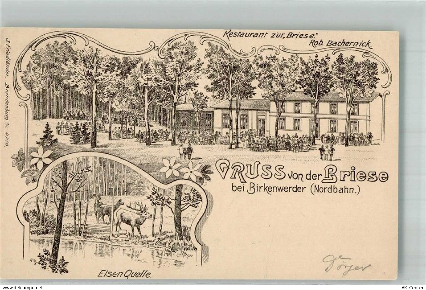 16547 O1403 Birkenwerder Lithographie Gasthaus zur Briese Gartenwirtscha... - 13668448