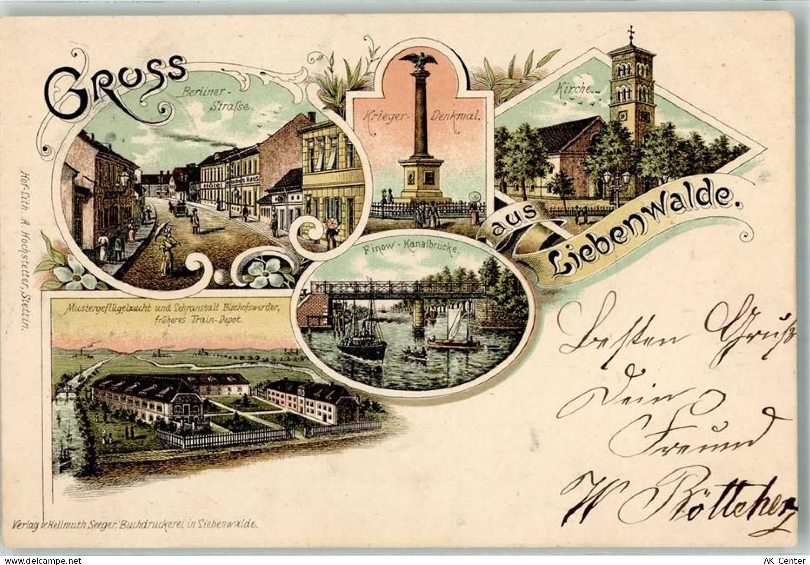 16559 O1408 Liebenwalde 1898 Lithographie Berliner Straße Kriegerdenkmal... - 13635976