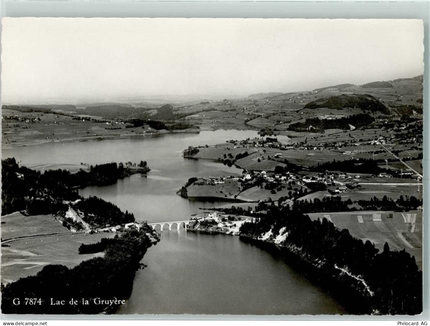 1663 Greyerz Gruyères - Fliegeraufnahme Brücke Lac de la Gruyere - 10391221