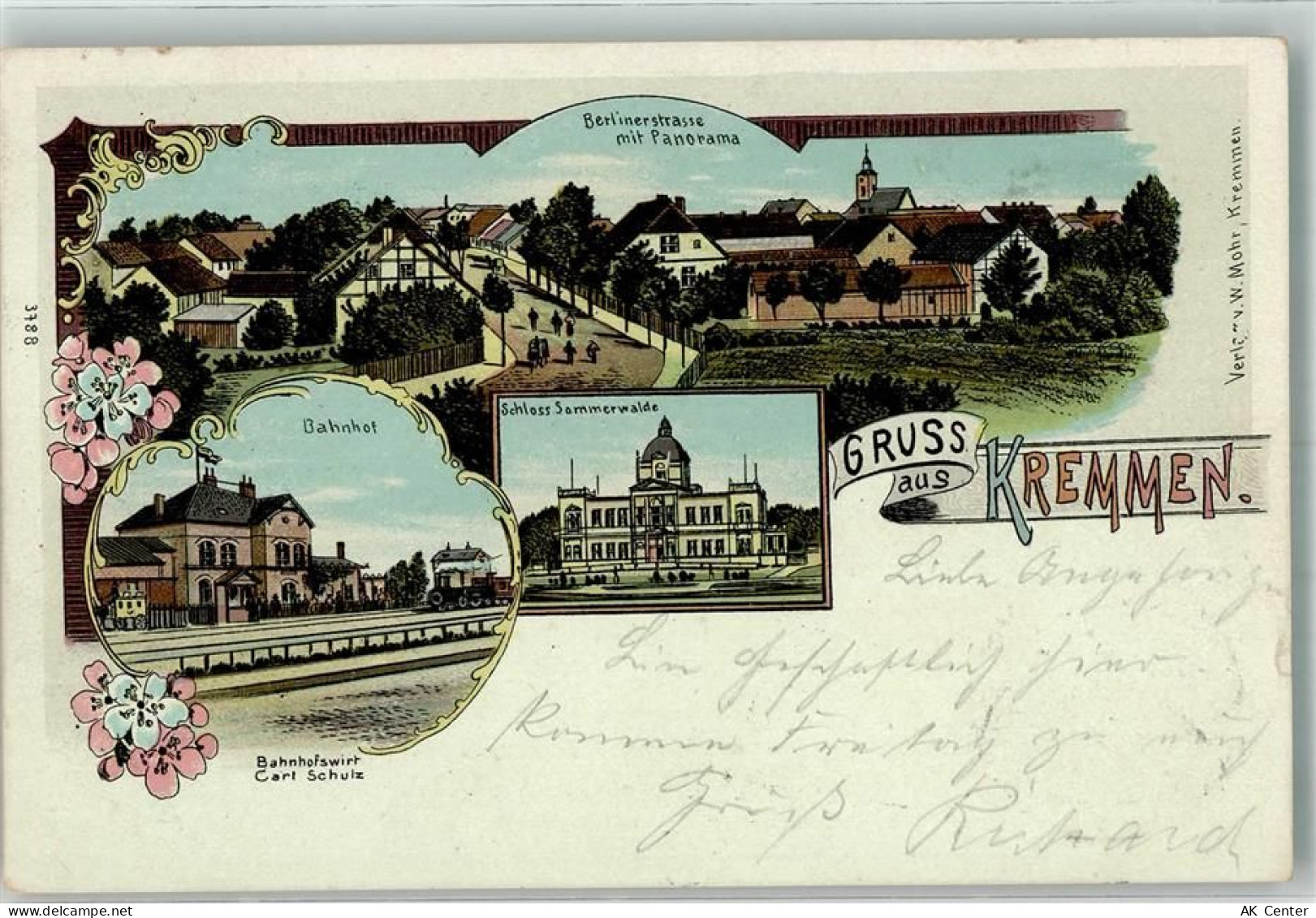 16766 O1423 Kremmen 1901 Lithographie Bahnhof Berlinerstraße Schloß Somm... - 13637822