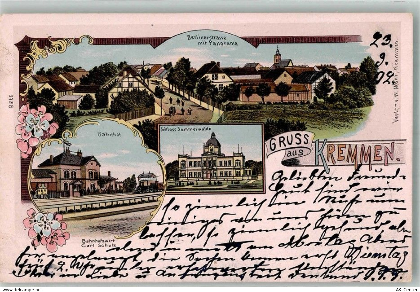 16766 O1423 Kremmen 1902 Lithographie Bahnhof Schloss Sommerwalde Berlin... - 13668444
