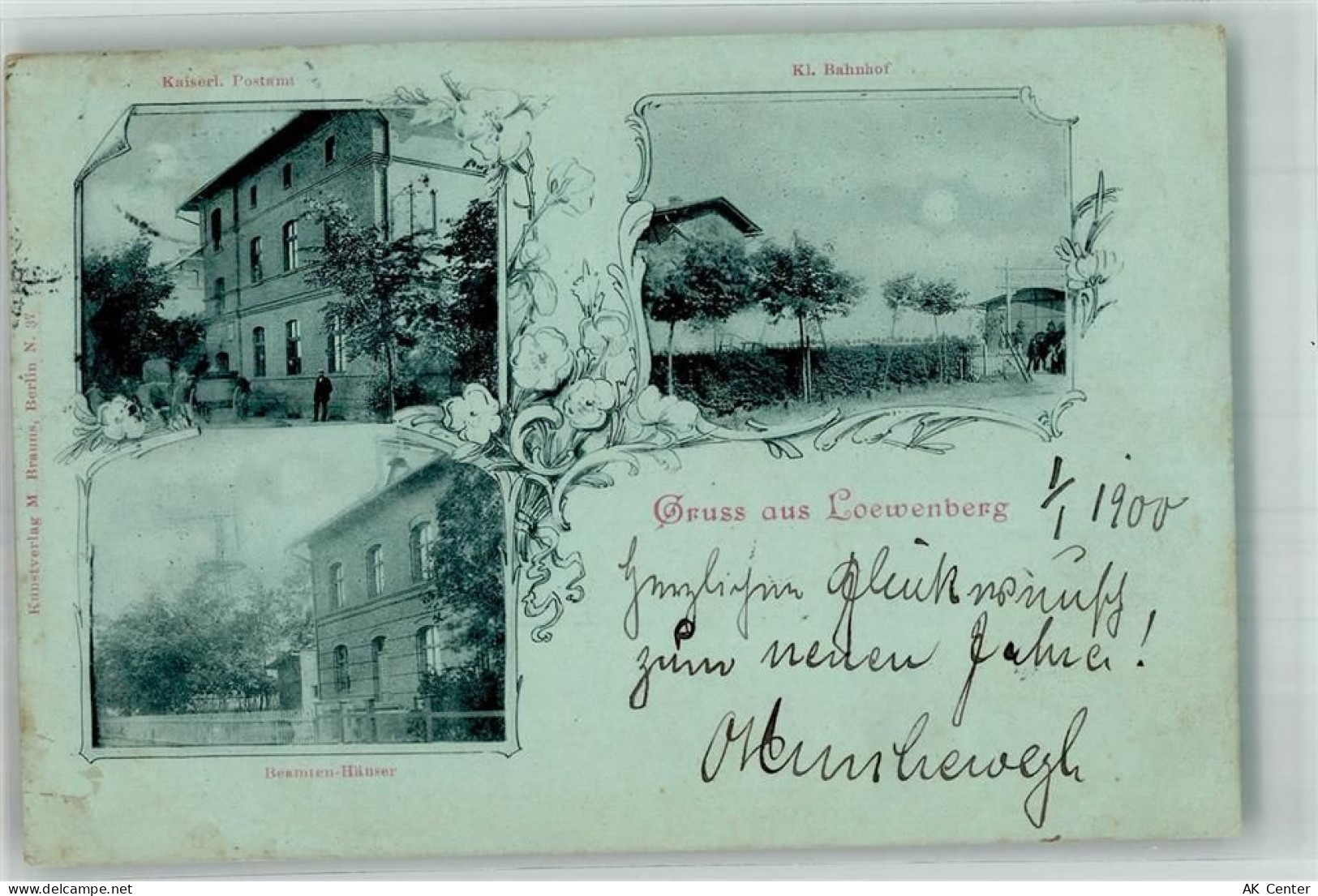 16775 O1431 Löwenberg b Gransee 1900 - Kl. Bahnhof Kaiserl. Postamt Beam... - 13664086