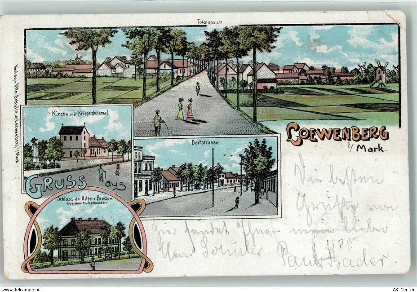 16775 O1431 Löwenberg b Gransee 1905 Gebrauchsspuren Kirche Kriegerdenkm... - 13606605