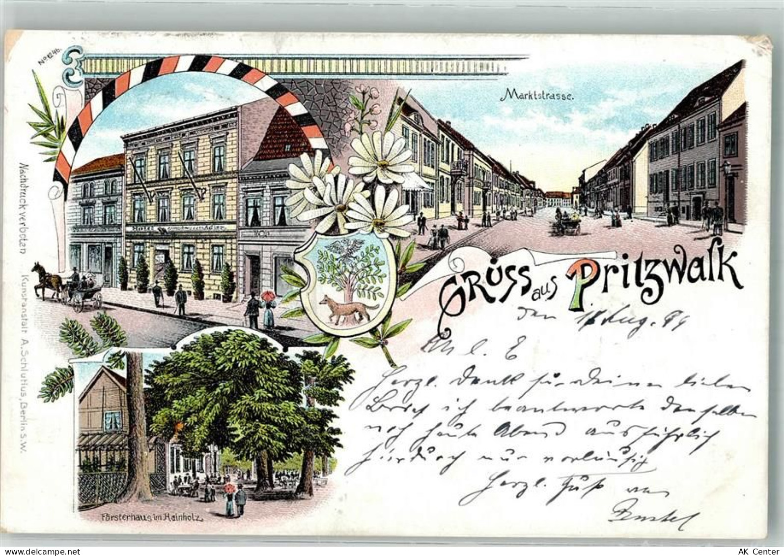 16928 O1920 Pritzwalk 1899 Lithographie Försterhaus im Hainholz Marktstr... - 13663286