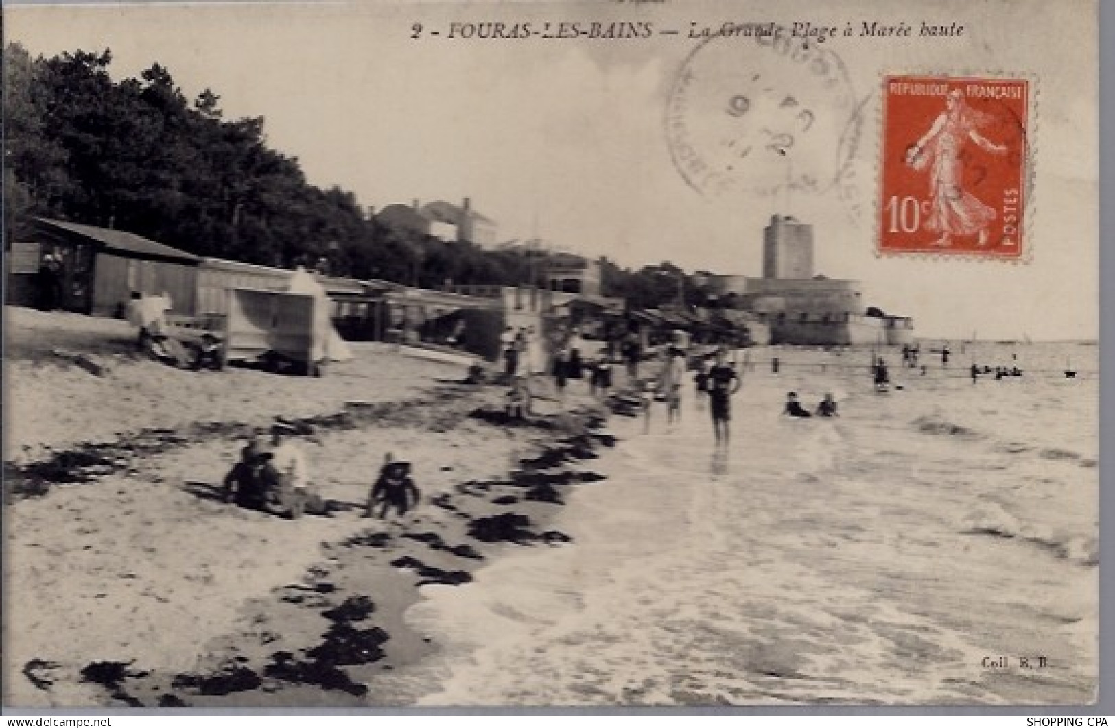 17 - Fouras-les-Bains - la grande plage à marée haute - Voyagé - Dos divisé...