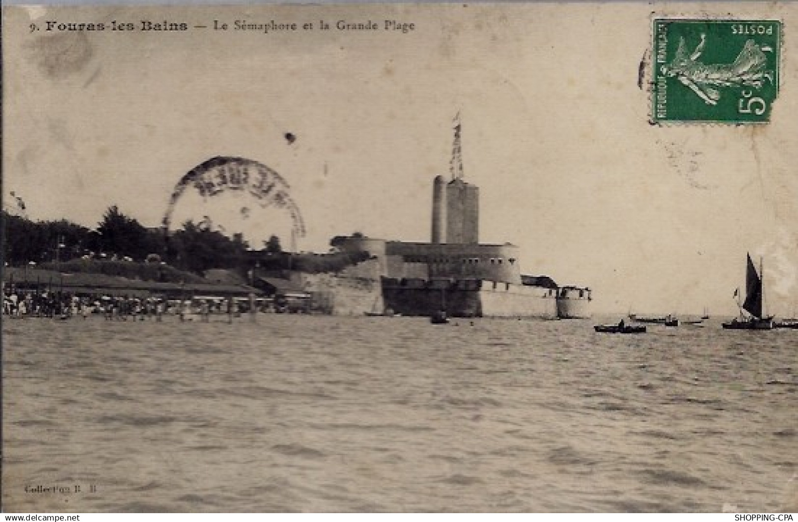 17  - Fouras-les-Bains - Le sémaphore et la grande plage - Voyagé - Dos divi...