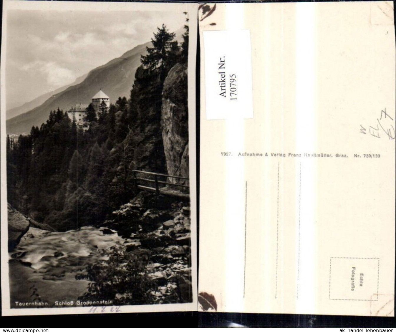 170795,Tauernbahn Obervellach Schloß Groppenstein