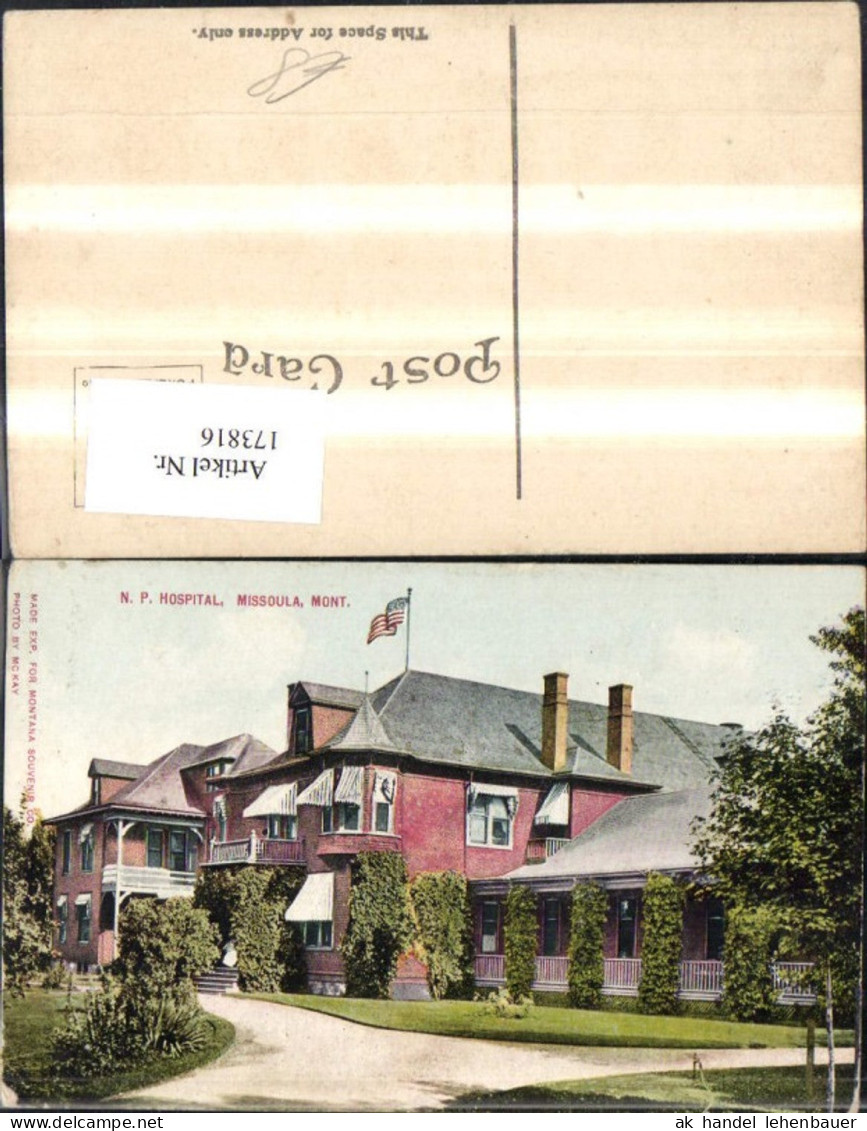 173816,Montana N. P. Hospital Missoula Gebäude Fahne Flagge