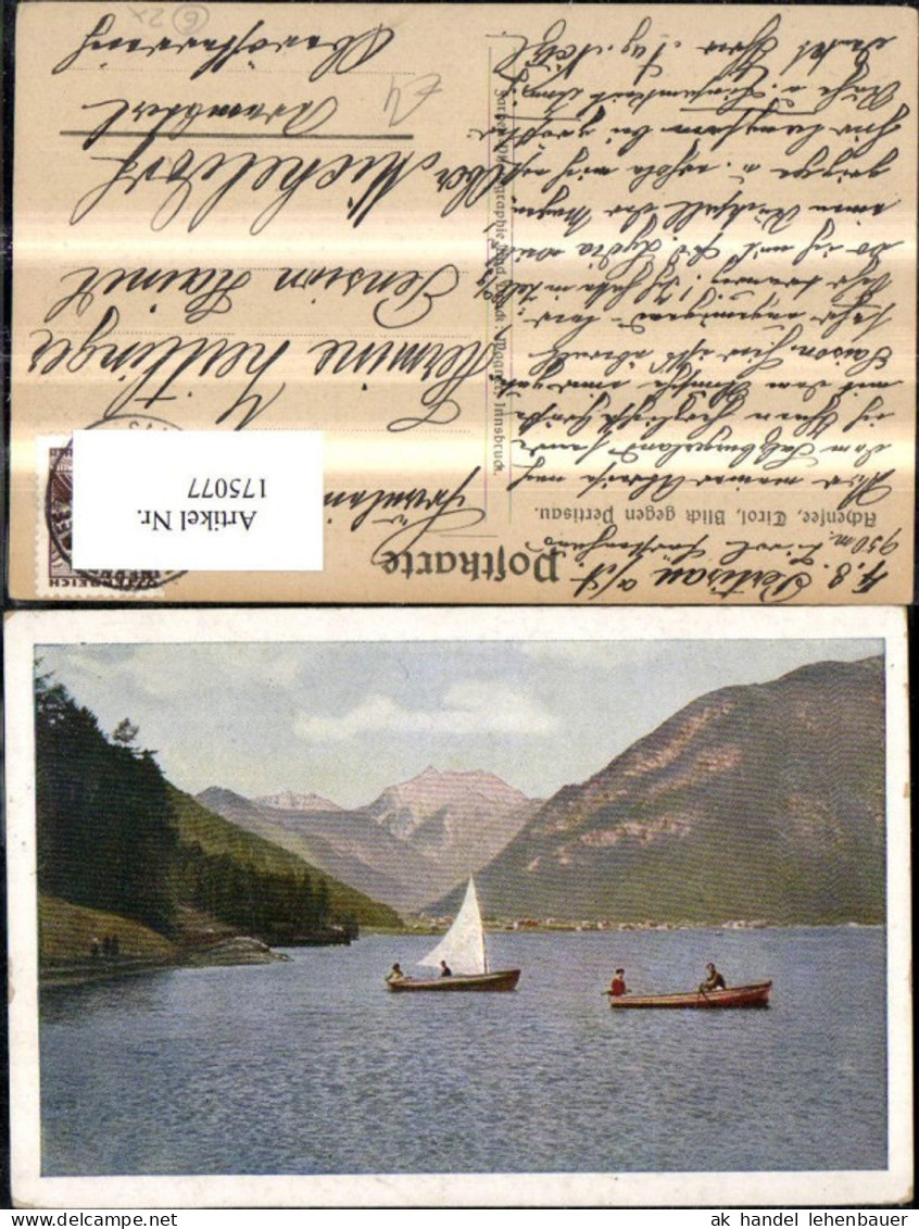 175077,Pertisau a. Achensee Blick geg. Pertisau m. Segelboot Boot Ruderboot