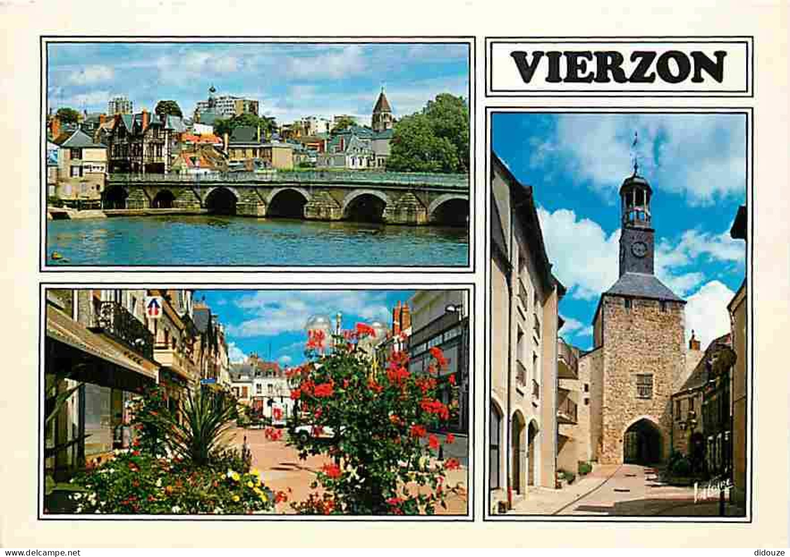 18 - Vierzon - Multivues - Fleurs - Flamme Postale de Paris Crozatier - CPM - Voir Scans Recto-Verso
