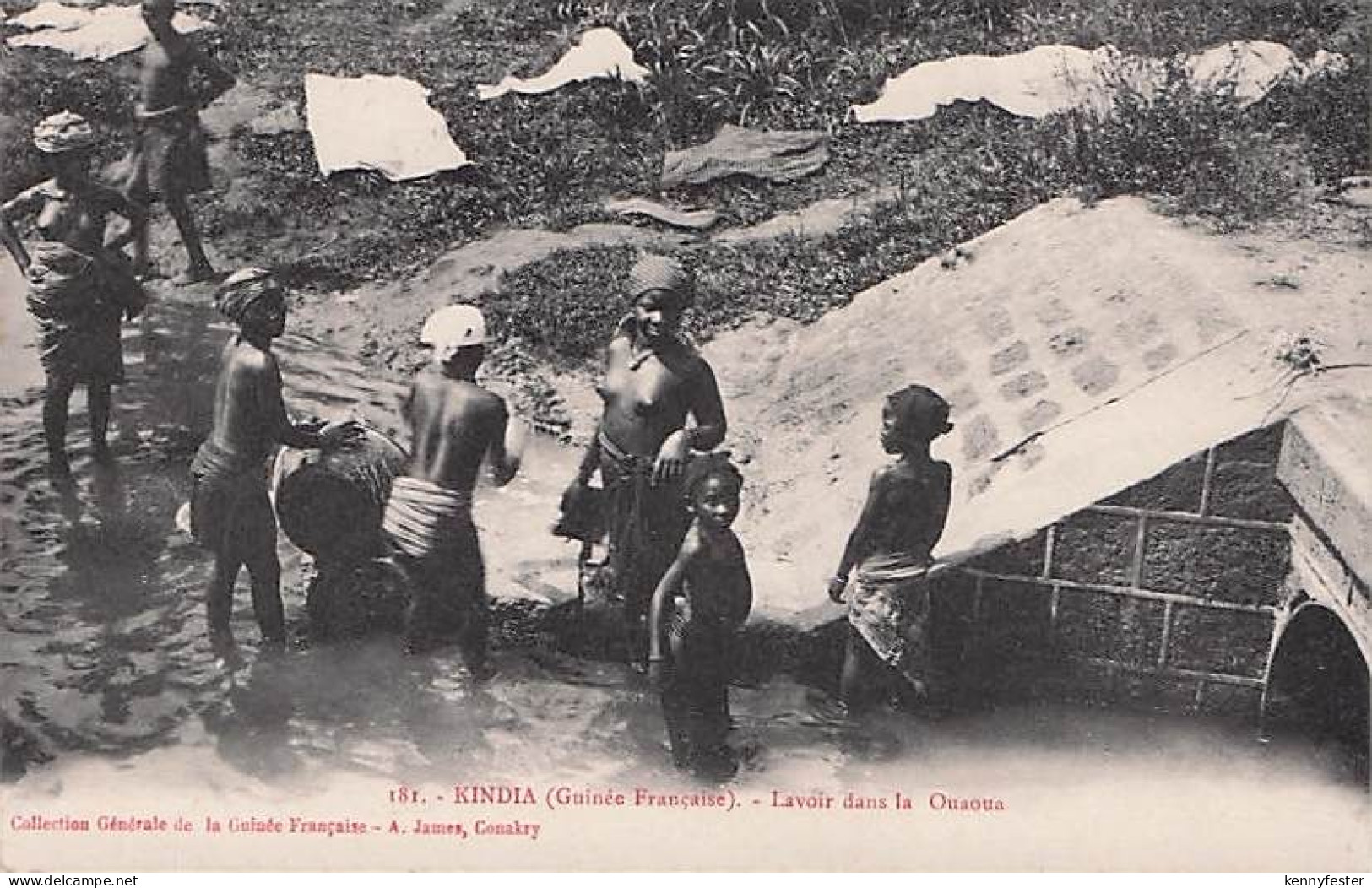 181. KINDIA (Guinée Française). Lavoir dans la Quaoua Collection Générale de la Guinée Française A. James, Conakry
