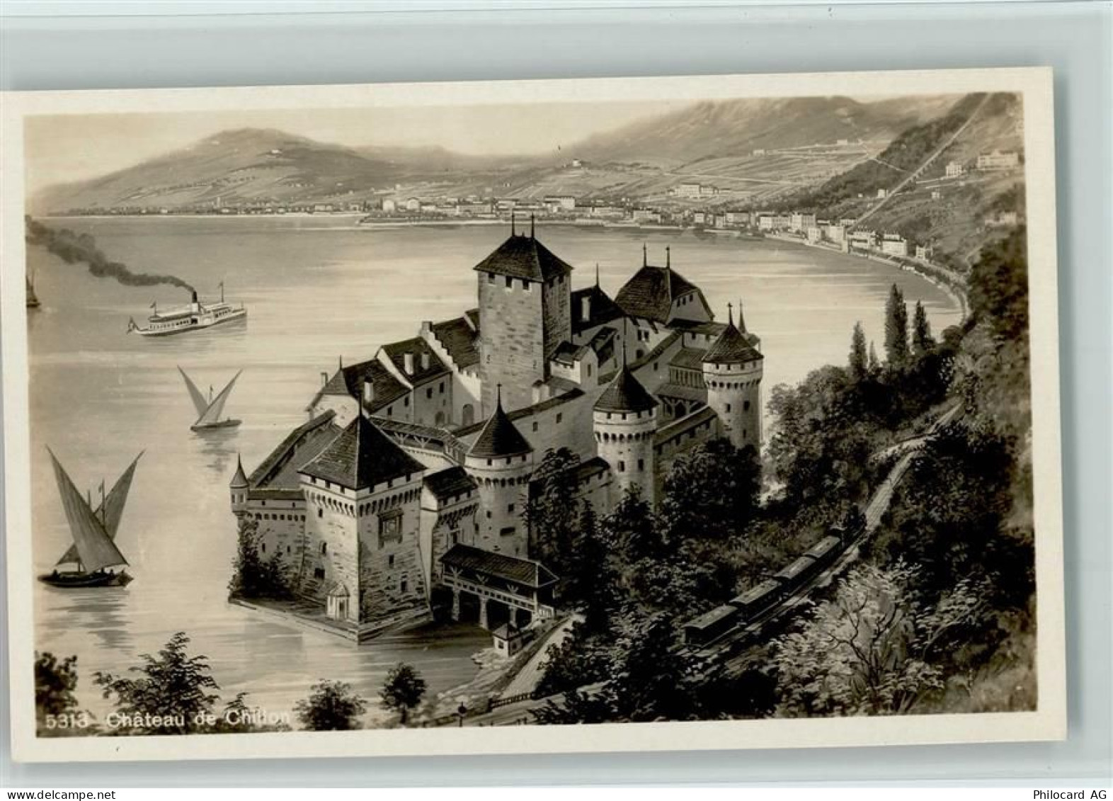 1820 Veytaux Veytaux-Chillon Künstlerkarte Chateau de Chillon Dampfer - 10063832