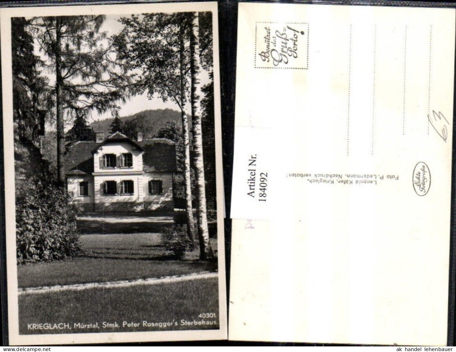 184092,Krieglach Mürztal Peter Roseggers Sterbehaus