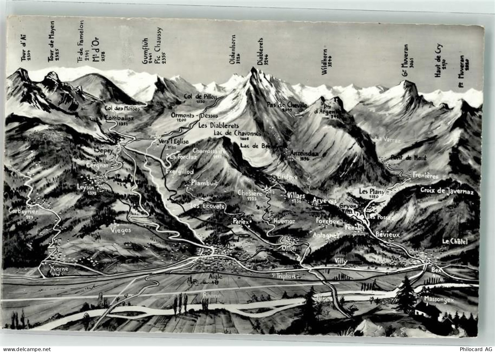 1853 Yvorne Foto AK Landkarte Rhonetal Aigle Ollon - 39699123