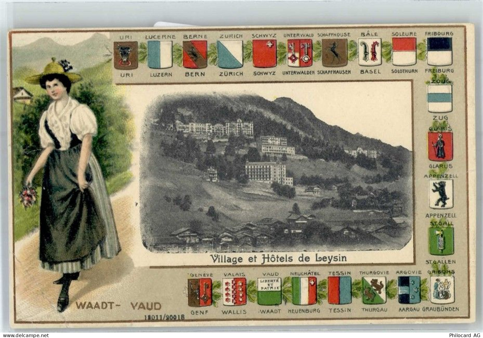 1854 Leysin - Village et Hotels de Leysin Wappen Tracht - 51736245