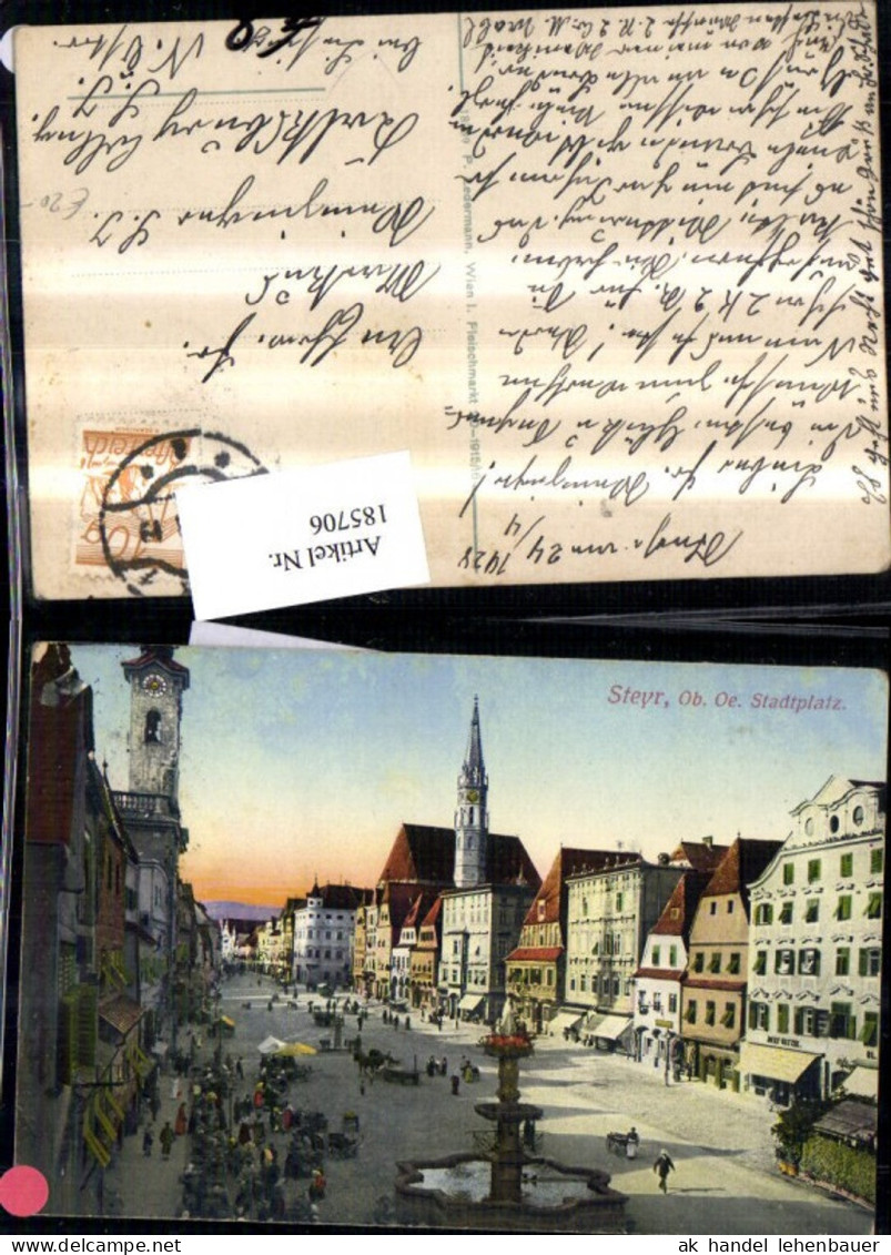 185706,Steyr Stadtplatz Leopoldibrunnen Brunnen Personen