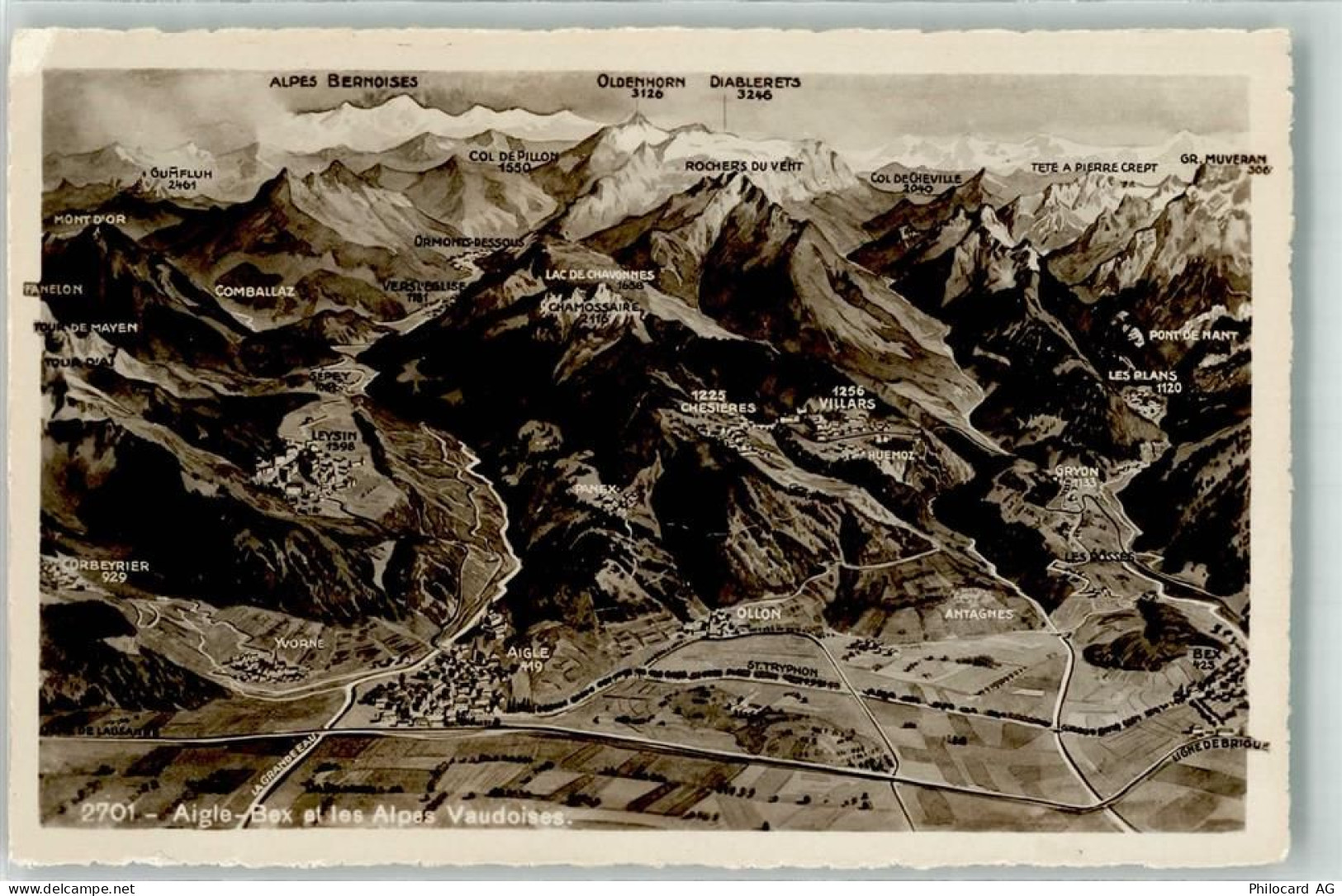 1860 Aigle Foto AK Fliegeraufnahme Ollon Antagnes Yvorne Bex - 39695253