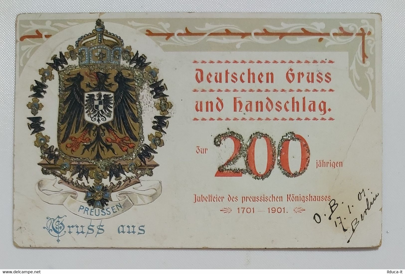 18696 Cartolina - Deutschen gruss und handschlag - VG 1902