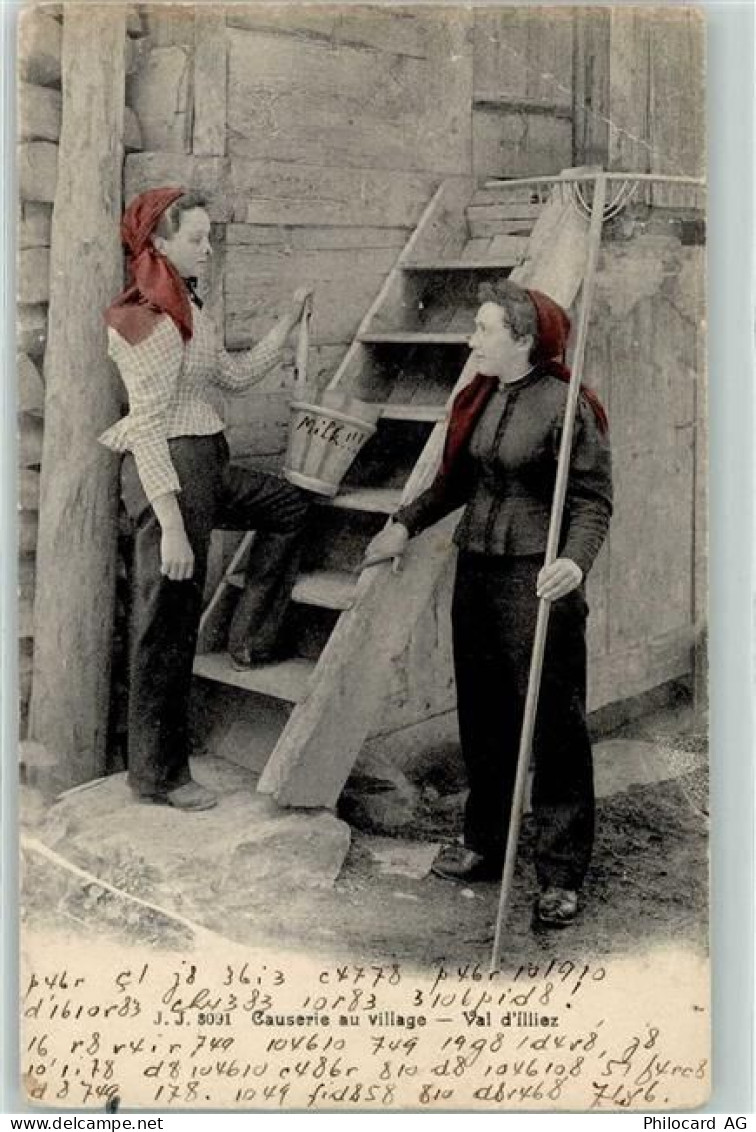 1873 Val-dIlliez Gebrauchsspuren Causerie au village - 10598102