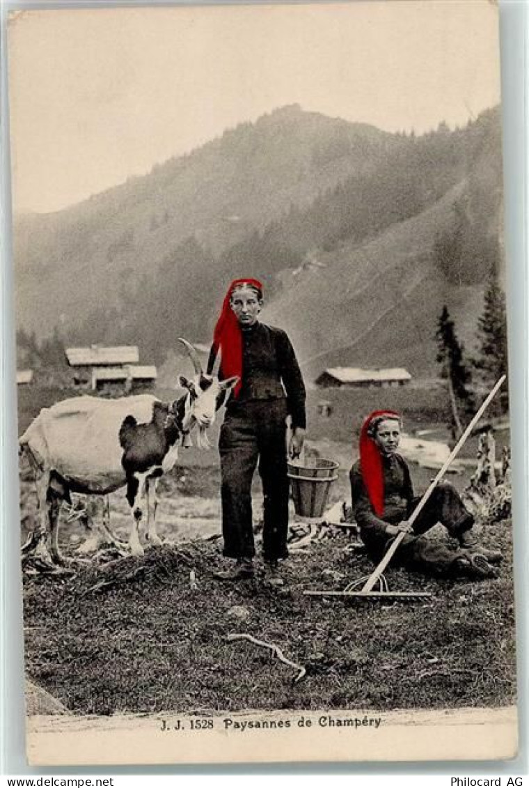 1874 Champéry - Bäuerinnen mit Ziege - 10601720