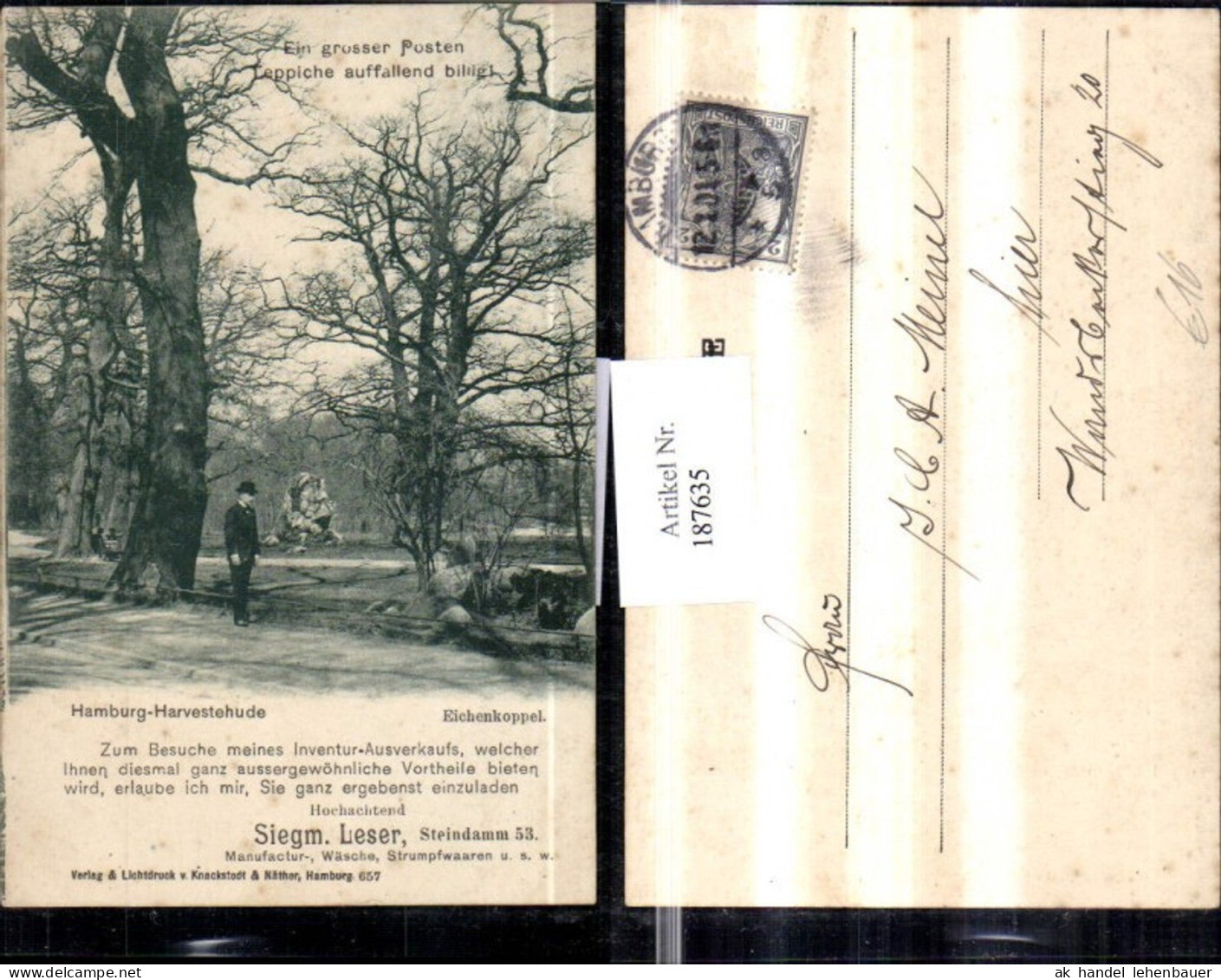 187635,Hamburg Eimsbüttel Harvestehude Eichenkoppel Einladung Siegmund Leser