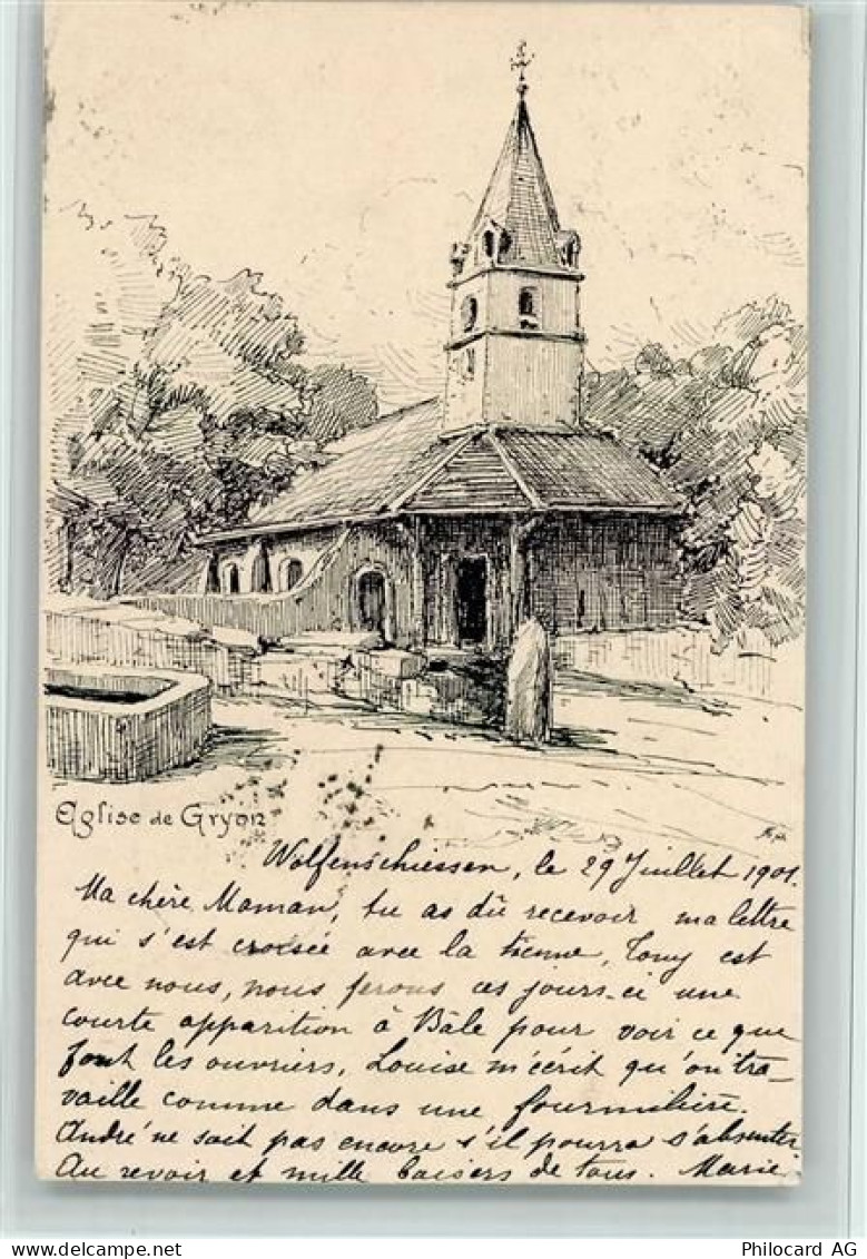 1882 Gryon 1901 Künstlerkarte Eglise de Gryon - 11062592