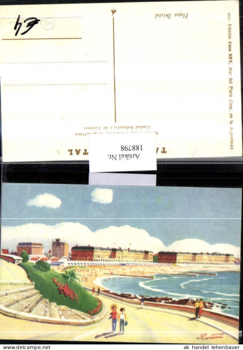 188798,Künstler AK Martinel Argentinien Playa Bristol Strand