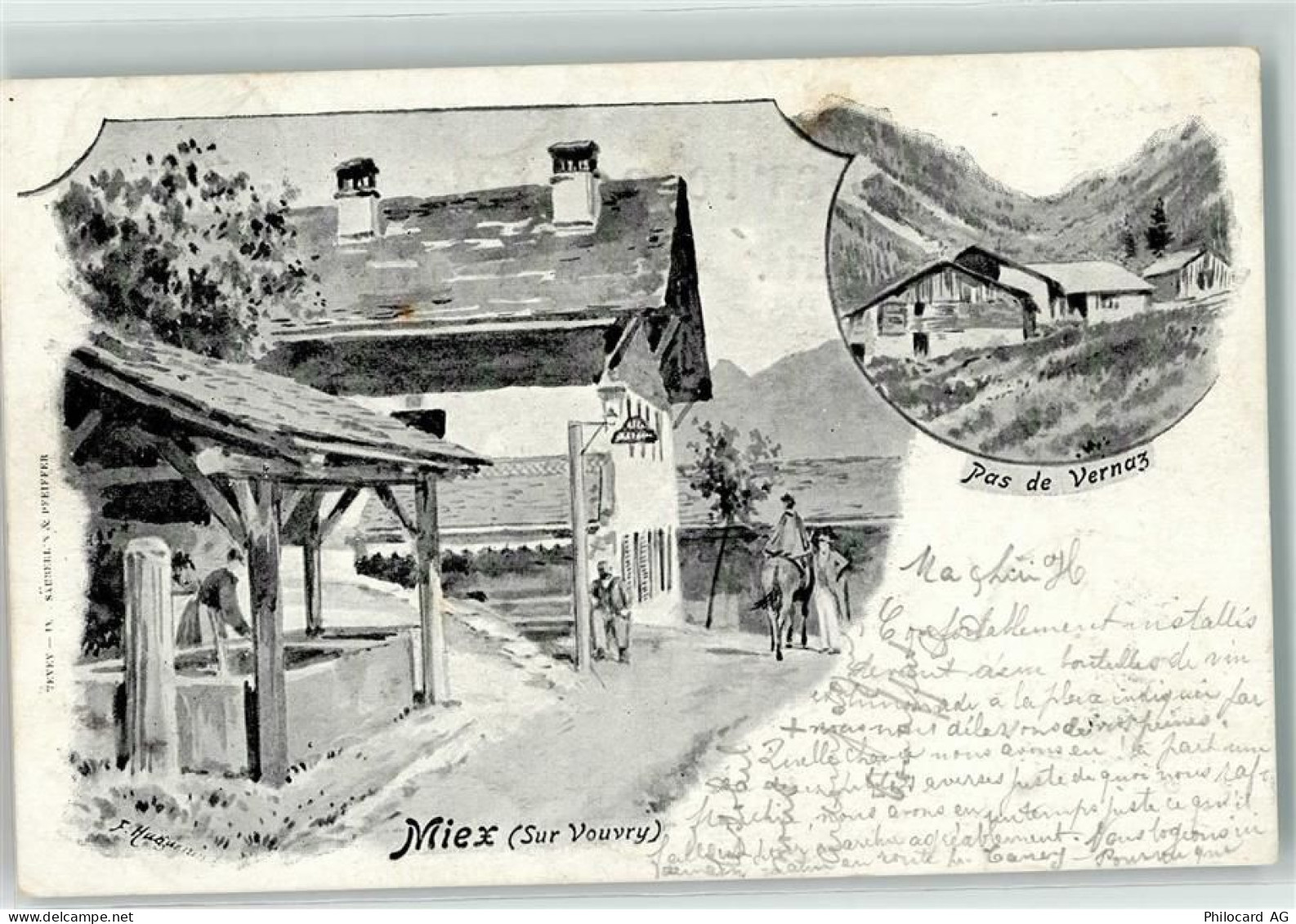 1896 Vouvry 1899 Künstlerkarte Pas de Vernaz Miex sign. - 13442734