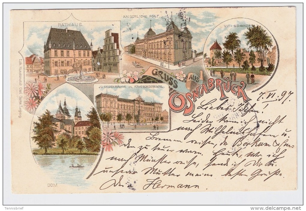 1897, Osnabrück, frühe Litho, farbig,  #1919