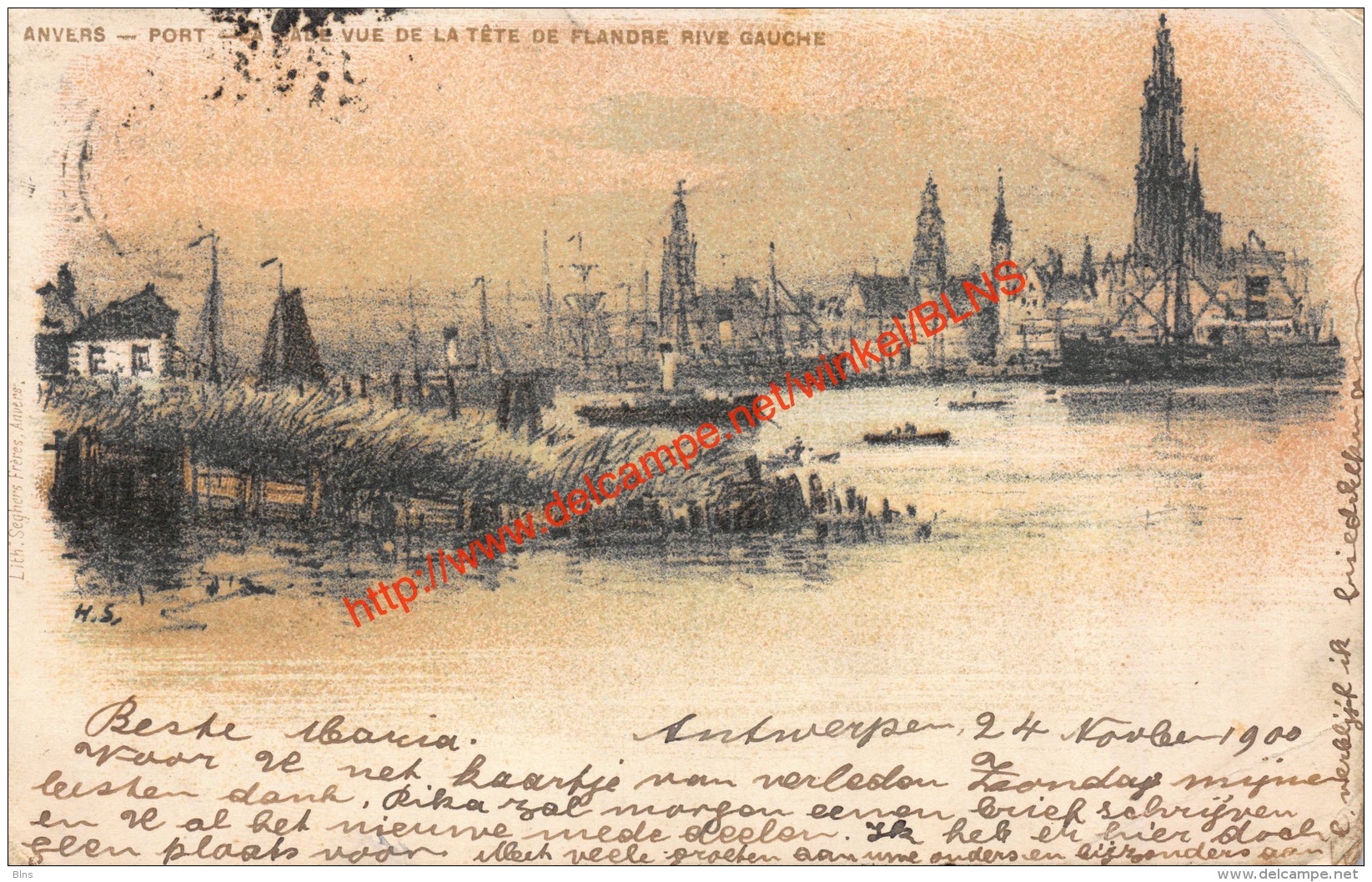 1900 Anvers - Port - Lith Seghers Frères - Rive gauche - Antwerpen Anvers