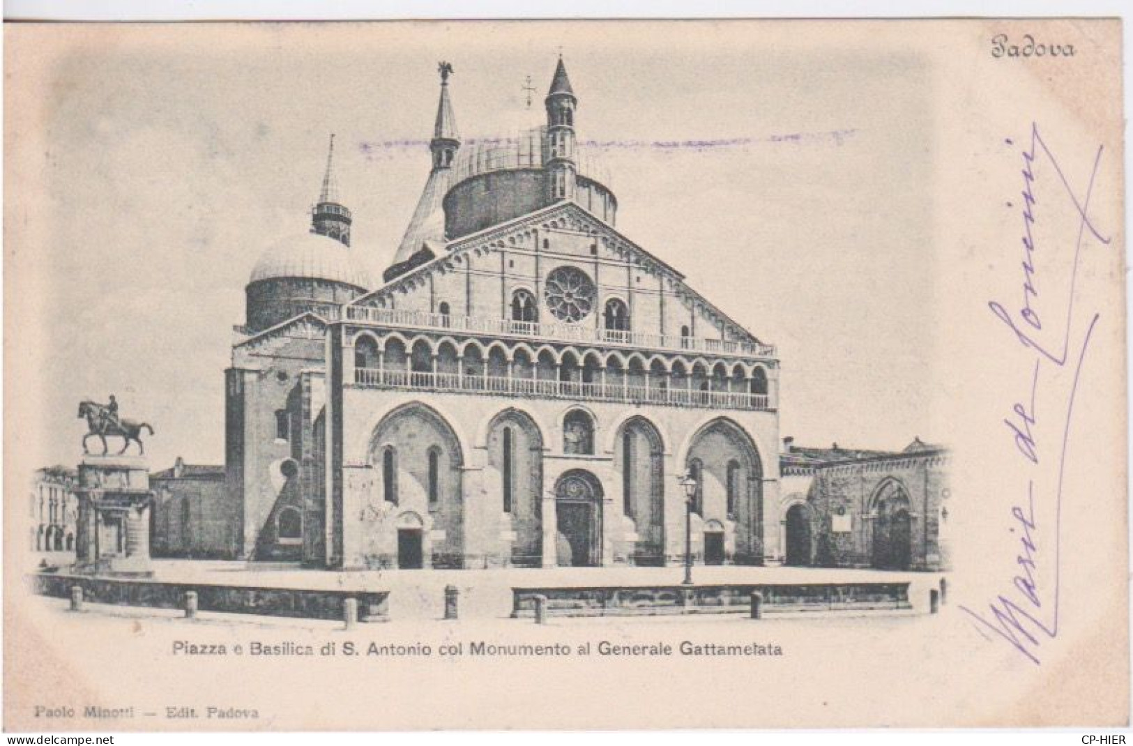 1900 - ITALIE - ITALIA - VENETO - PADOVA - PADUA - PIAZZA E BASILICA DI S. ANTONIO - MONUMENT GENERAL GATTAMELATA