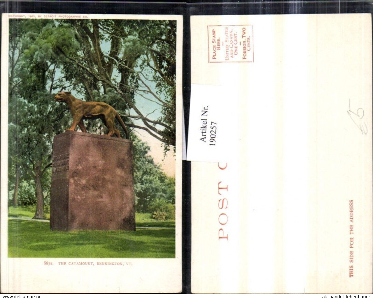 190257,Vermont Bennington The Catamount Monument