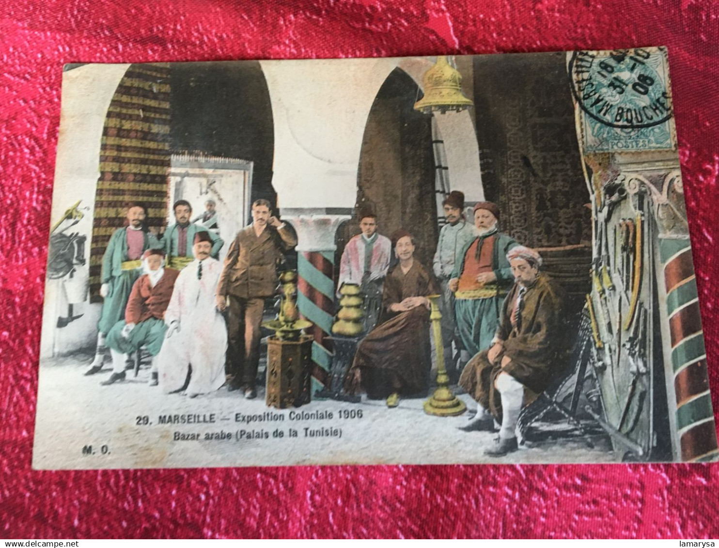1906 Palais Tunisie -Bazar Arabe -Exposition Coloniale Marseille-Cachet à date Melle Capucines-Carte Postale-Taxée