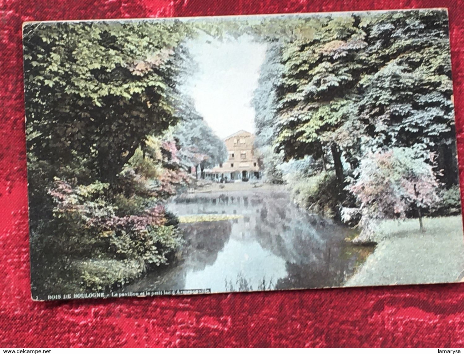 1906-Paris France [75]  Parcs, jardins-☛Carte Postale,CPA,Postcard-☛Bois de Boulogne-Le pavillon & le lac d'Ermenonville