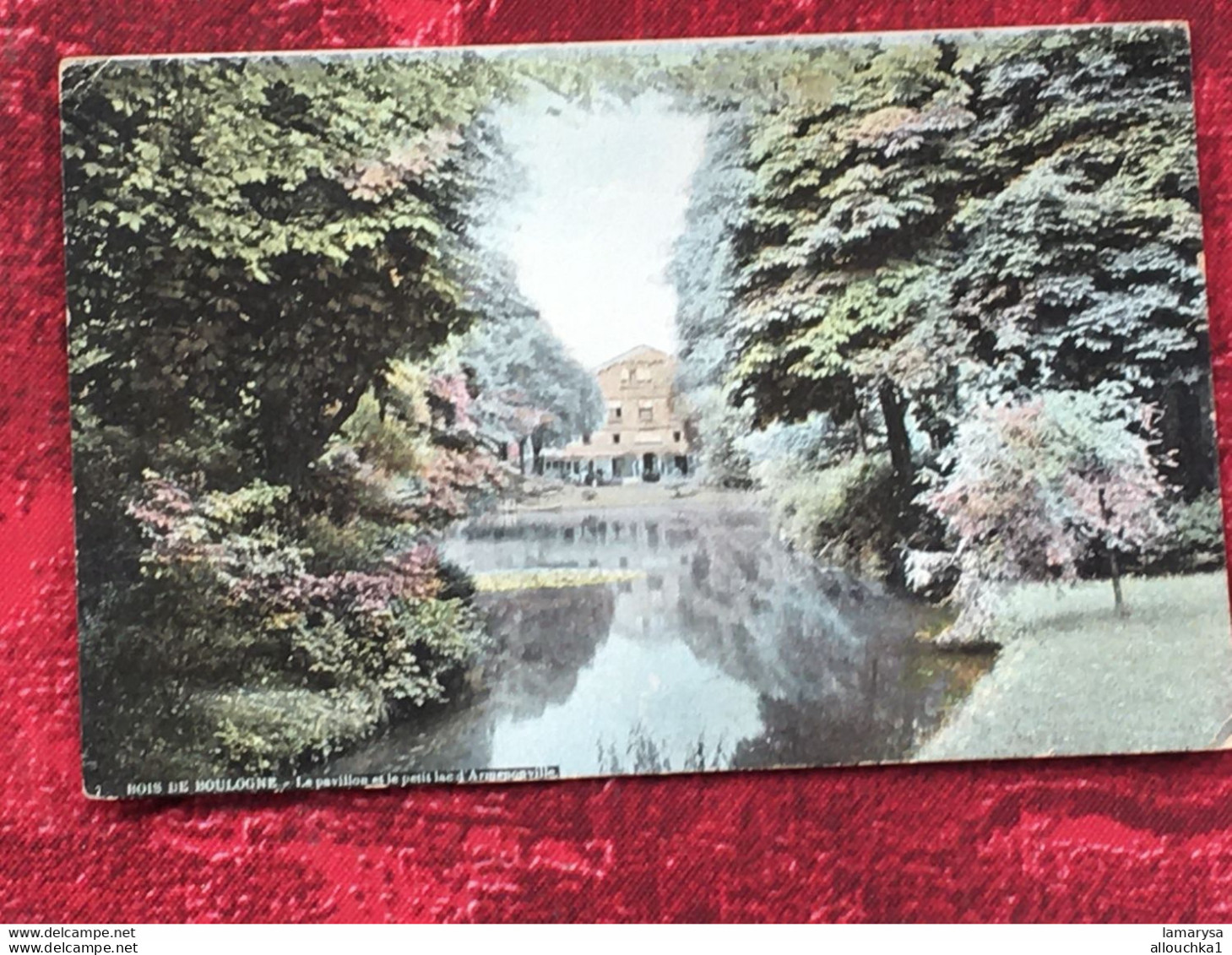 1906-Paris France [75]  Parcs, jardins-Carte Postale,CPA,Postcard-Bois de Boulogne-Le pavillon & le lac d'Ermenonville