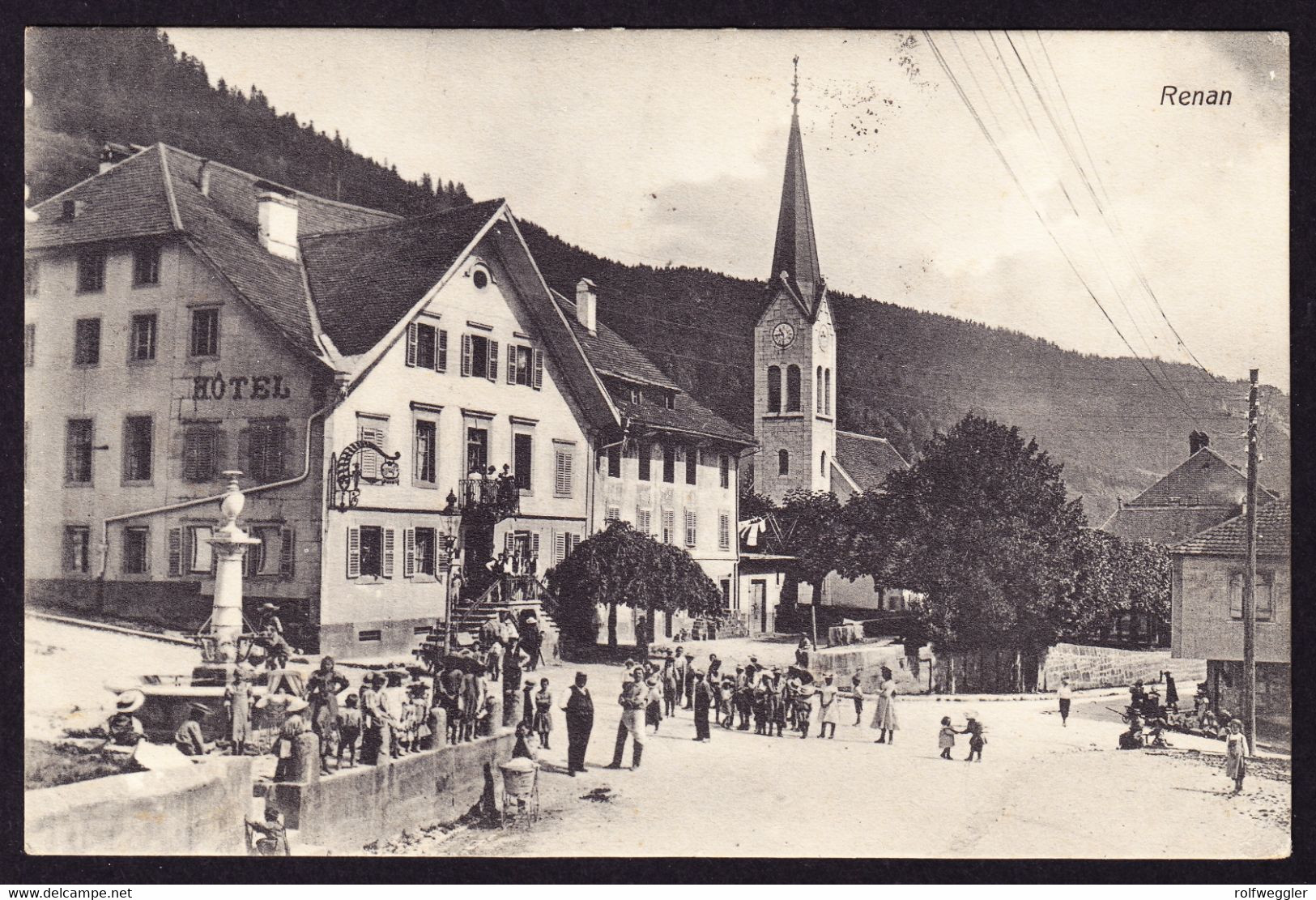 1907 gelaufene AK, Renan, Hotel Cheval Blanc
