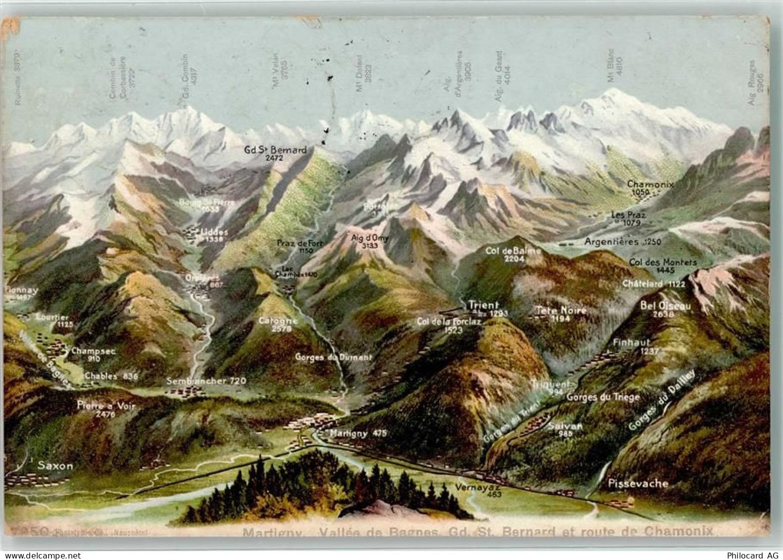 1907 Saxon Tovassière 1907 - Bagnes Tal St. Bernhard Route Chamonix Voge... - 39497694