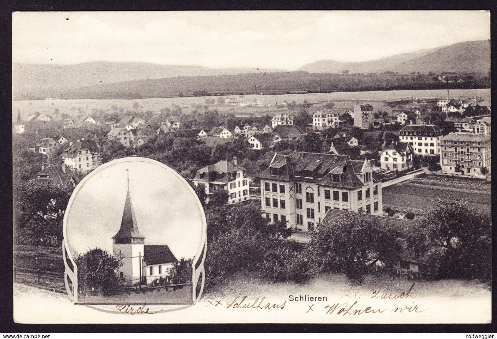 1909 gelaufene AK aus Schlieren. Gestempelt Schlieren.