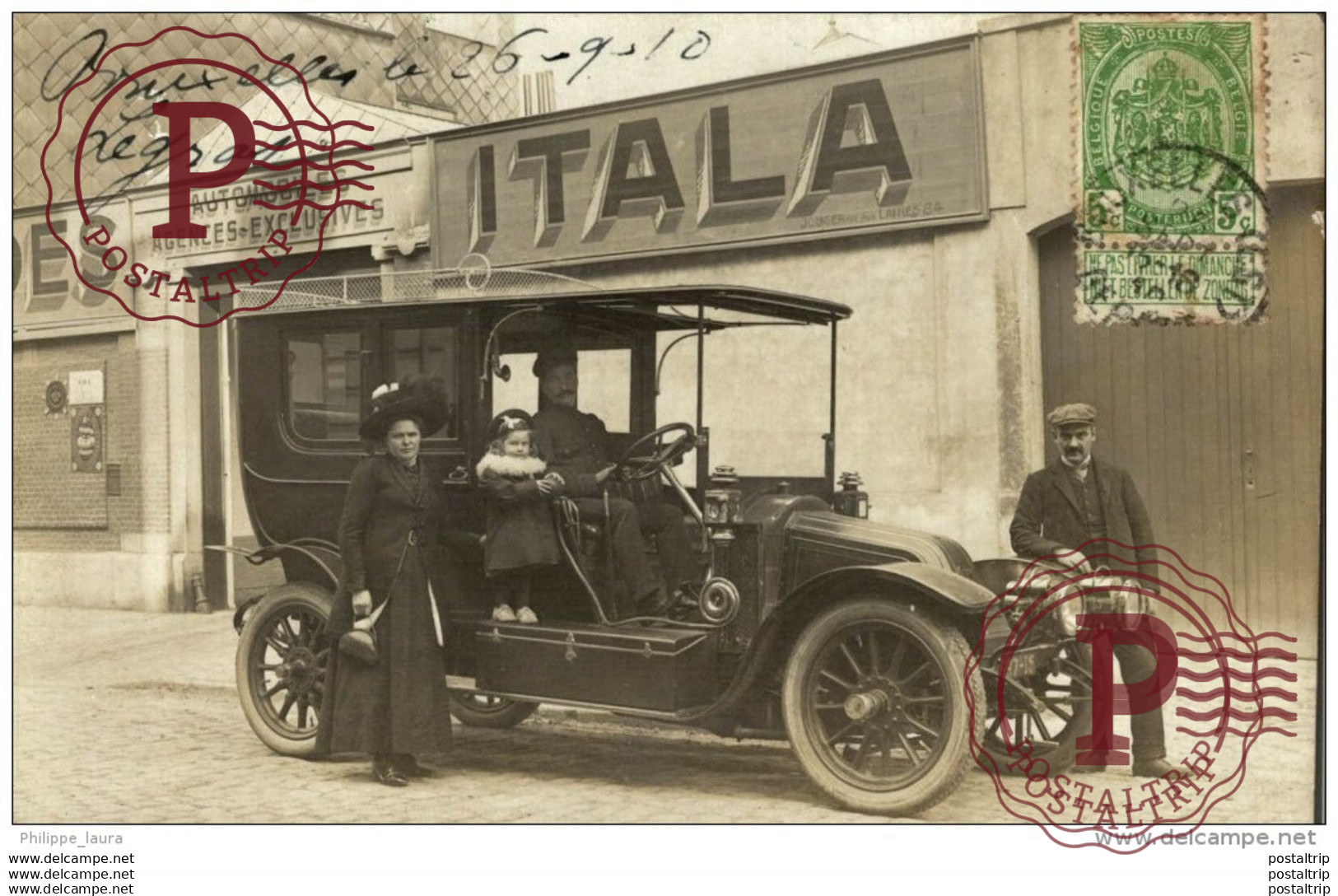 1910  ITALA AUTOMOBILES AGENCES EXCLUSIVES    BRUSSEL BRUXELLES      brussels fotokaart