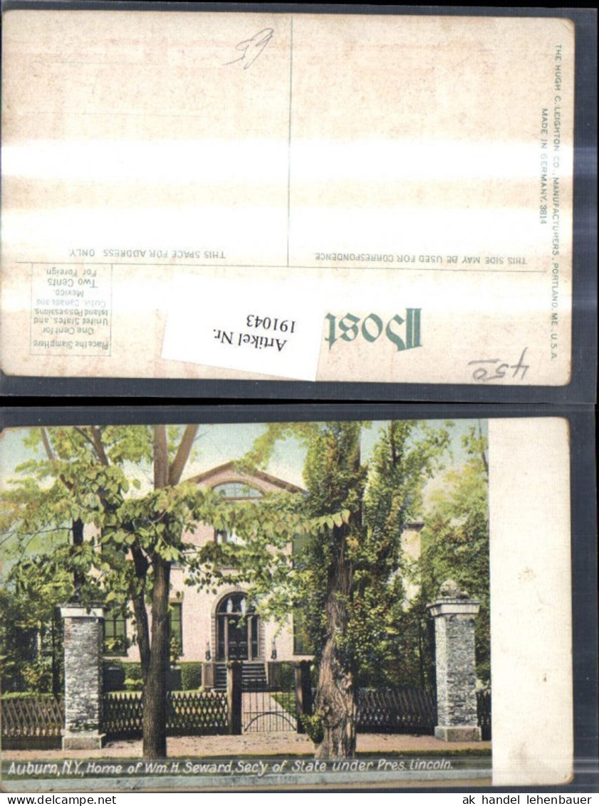 191043,New York Auburn Home of Wm. H. Seward Secy of State under President Lincoln