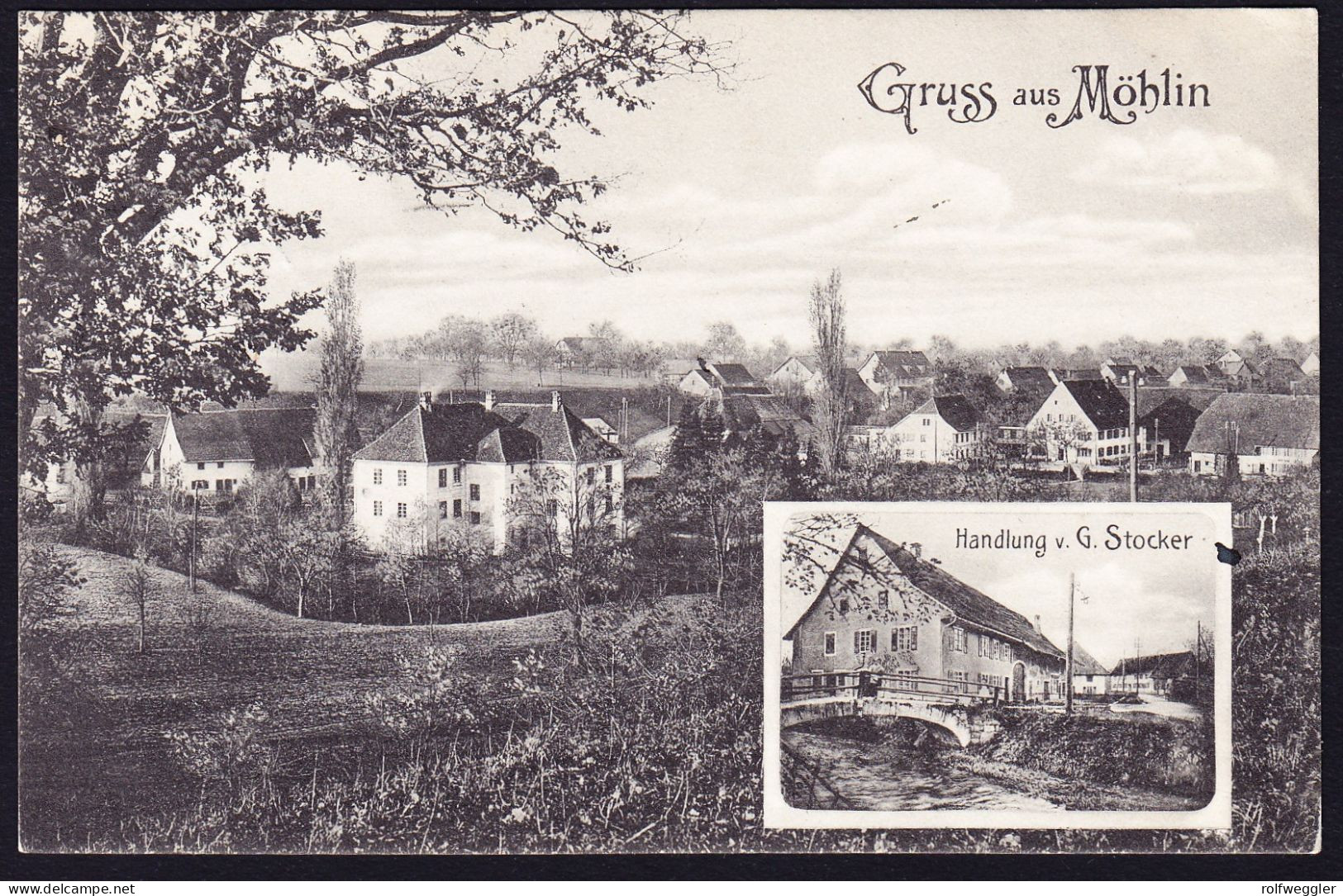 1911 Gruss aus Möhlin. Gelaufene AK, 2 bildrig.