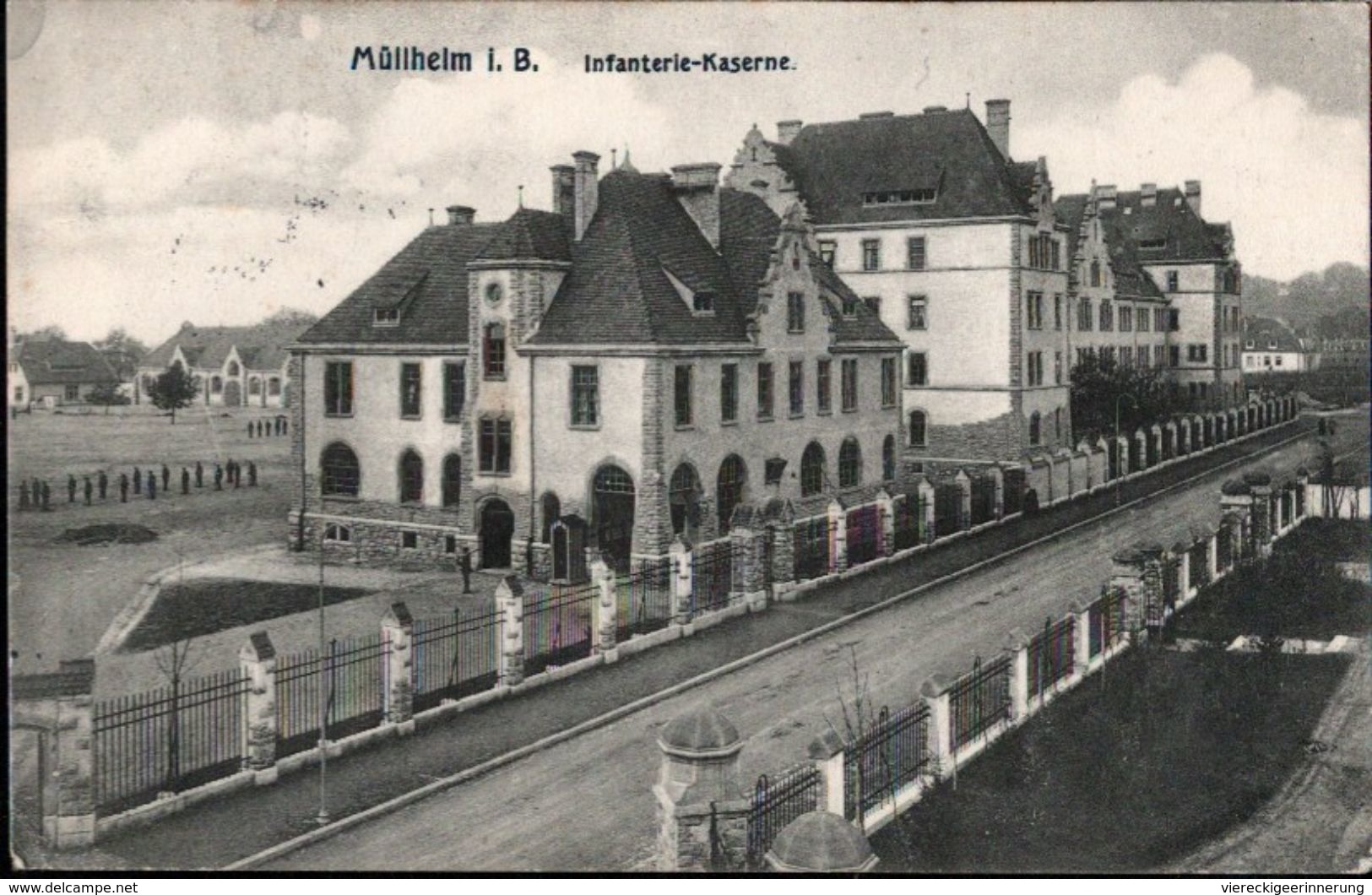 ! 1913, alte Ansichtskarte Müllheim in Baden, Infanterie Kaserne, Militaria