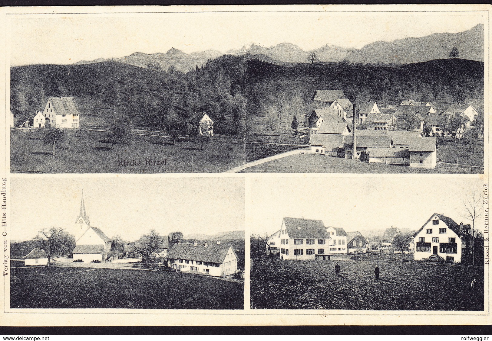 1916 AK von Hirzel aus Unterägeri über Zug nach Hirzel. leicht fleckig