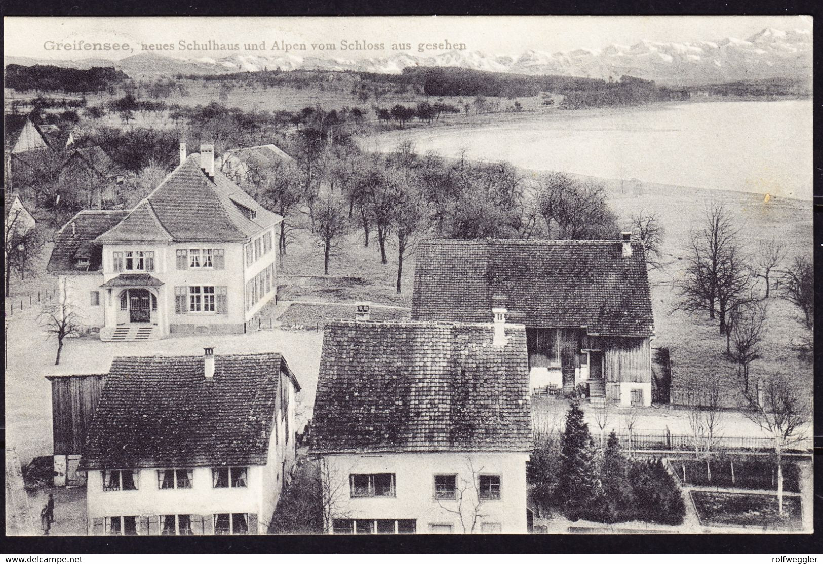 1916 gelaufene AK aus Greifensee mit Schulhaus. Gestempelt Greifensee