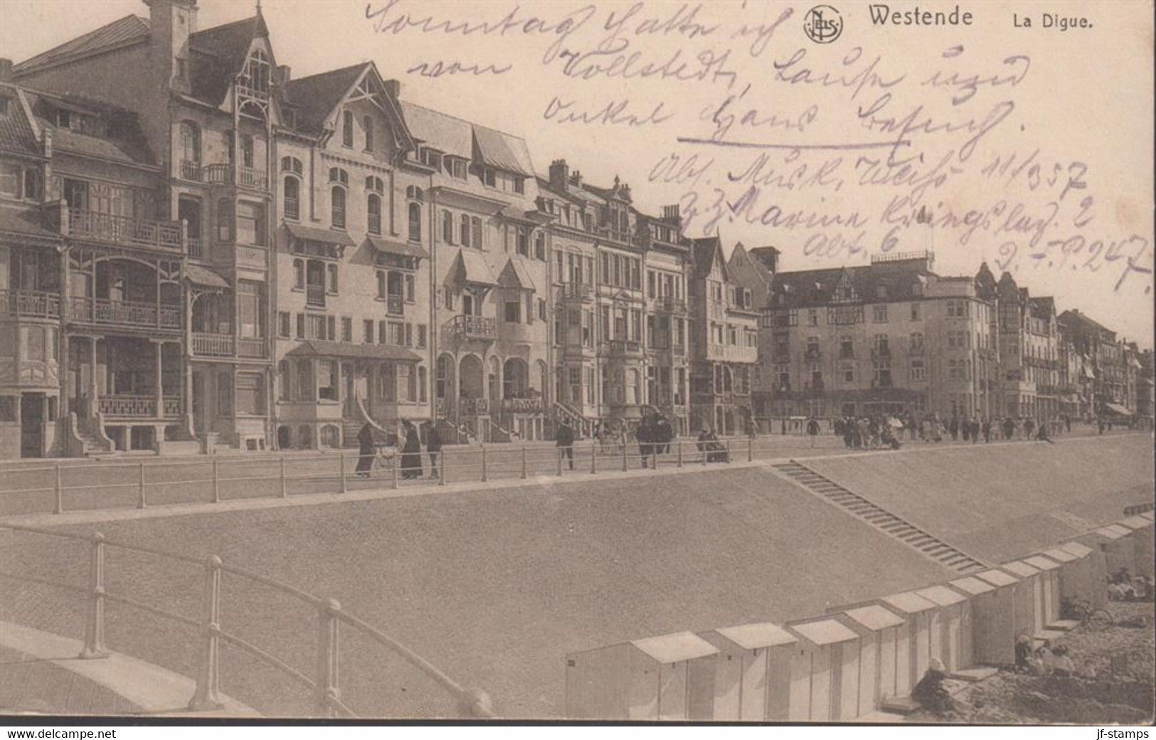 1917. Belgium. WW1. Interesting FIELD POST post card (Westende La Digue) cancelled Kaiserliche Marine Krie... - JF437569