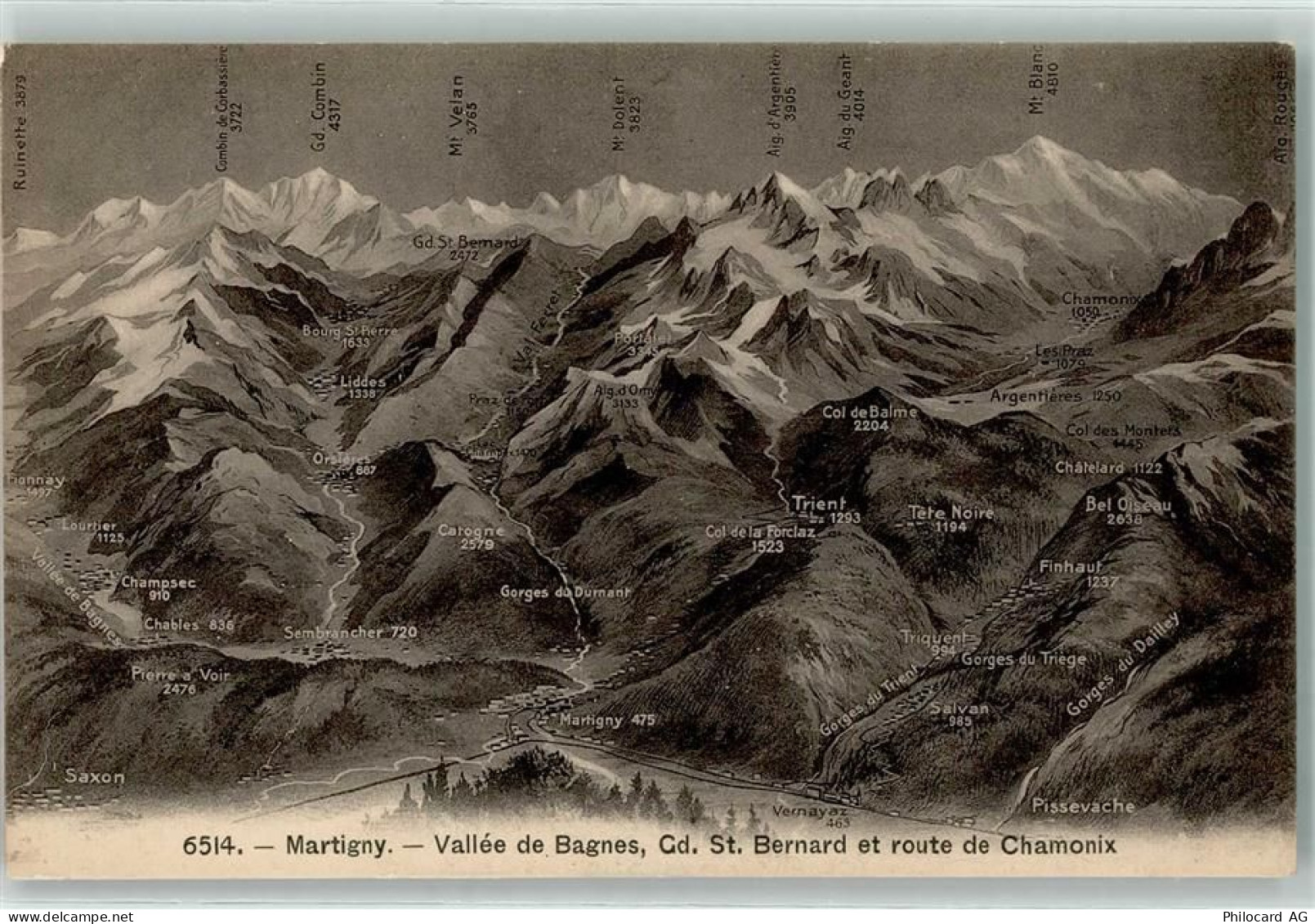 1920 Martigny - Vogelschau Vallee de Bagnes - 39377190