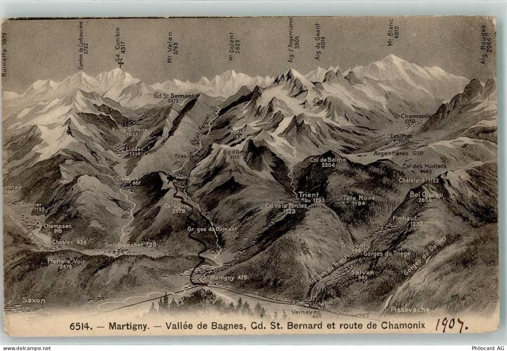 1920 Martigny - Vogelschau Vallee de Bagnes - 39377193